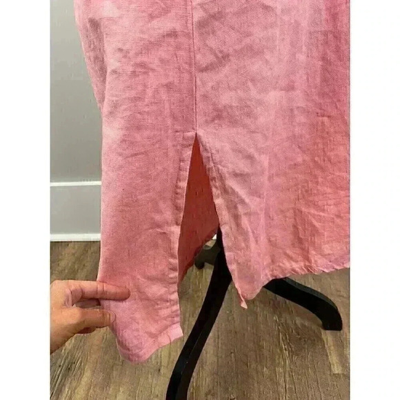 Herman Geist 100% Linen Maxi Dress 8P Collar Sleeveless Lagenlook Minimalist - Picture 7 of 9